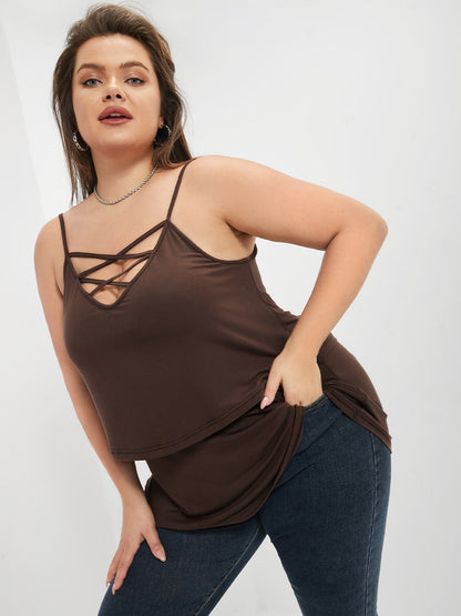 Tiered  Crisscross Front Cami Top