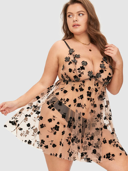 Samantha Casual At Home - Mesh Sheer Night Dress Without Panty