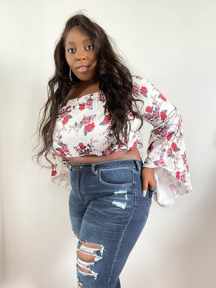 Floral Flared Sleeve Blouse