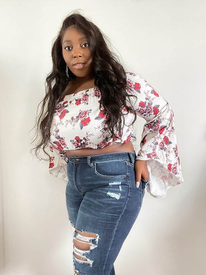 Floral Flared Sleeve Blouse