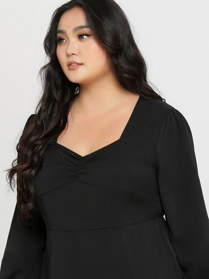 Lantern Shirred Cuff Dress