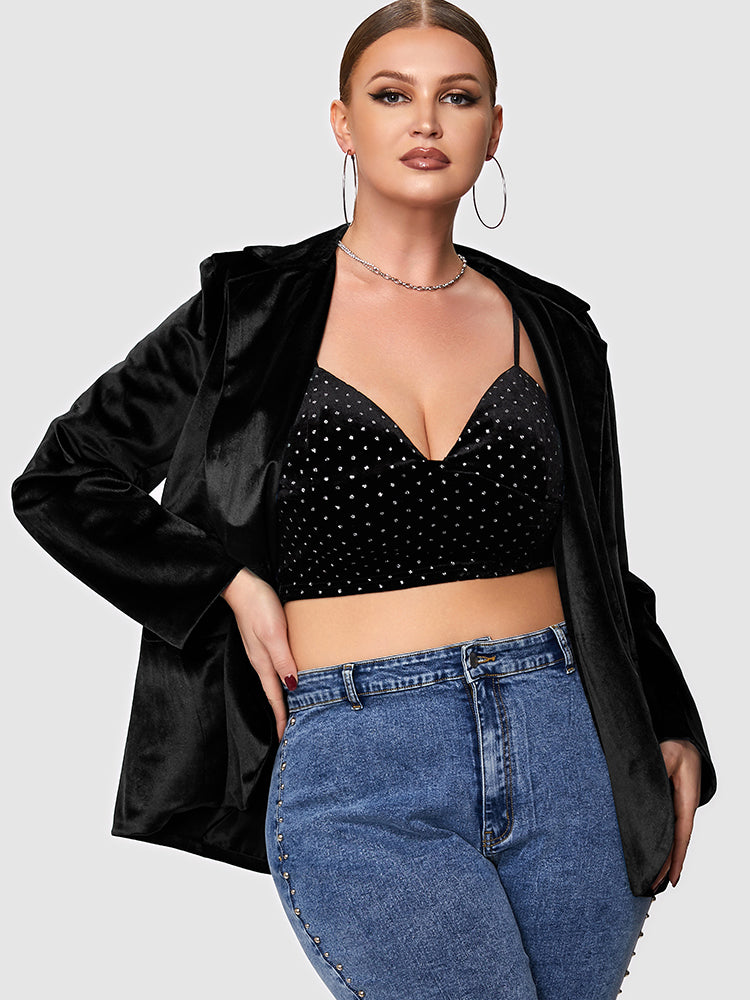 Button Velvet Pocket Blazer