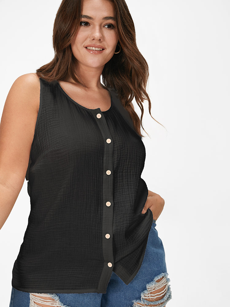 Solid  Button Down Tank Top