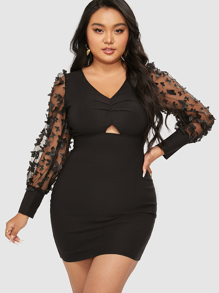 Butterfly Patched Cut Out Bodycon Dress