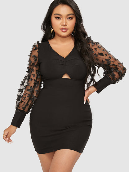 Butterfly Patched Cut Out Bodycon Dress