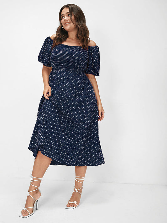 Bloom Dress - Polka Dot Off Shoulder Maxi Dress