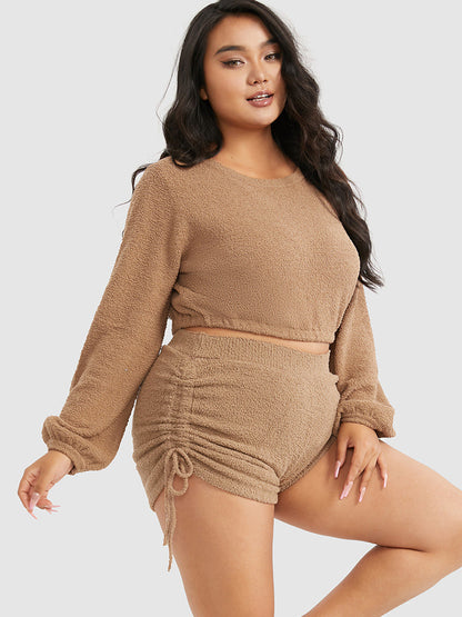 Flannel Side Drawstring Lounge Set