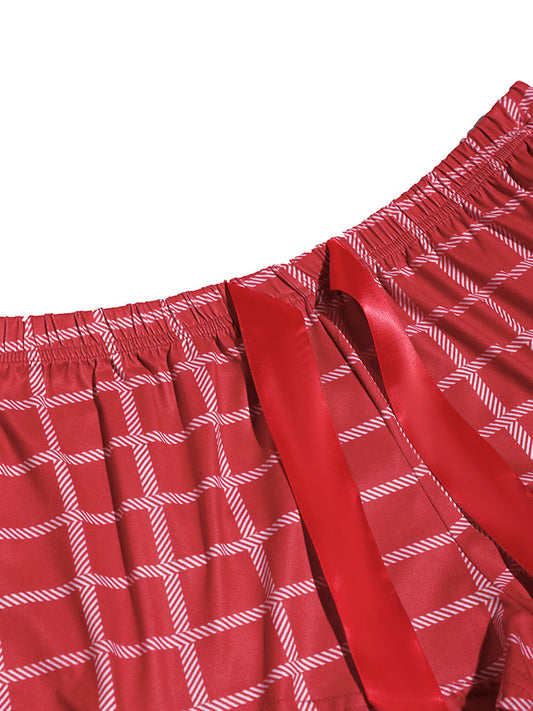 Christmas Geo Print Plaid Lounge Set