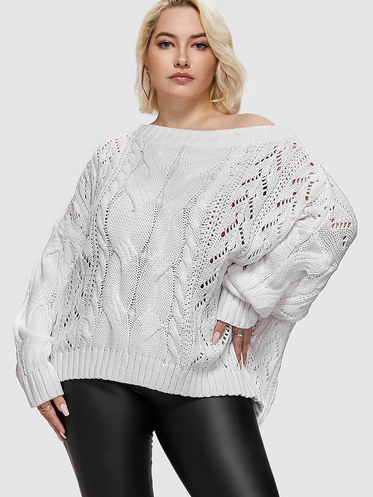 Solid Cable Knit Cut Out Sweater