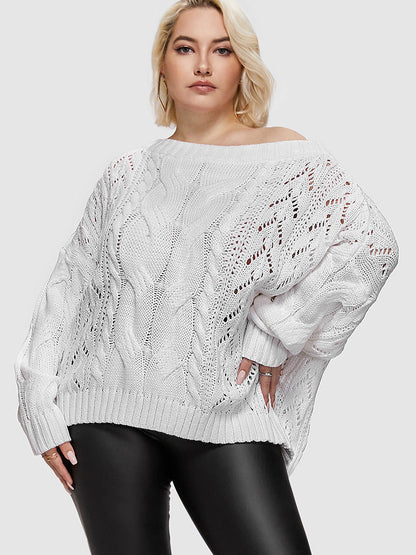 Solid Cable Knit Cut Out Sweater