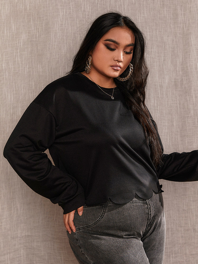 Wave Hem lLong Sleeve T-shirt