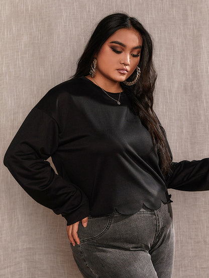 Wave Hem lLong Sleeve T-shirt