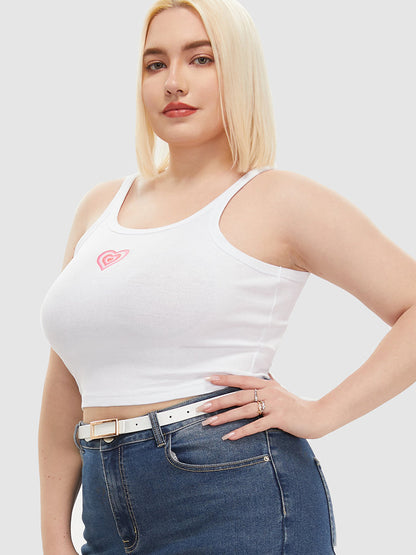 Heart Print Crop Tank Top