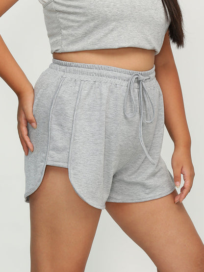 Irregular Hem Drawstring Short