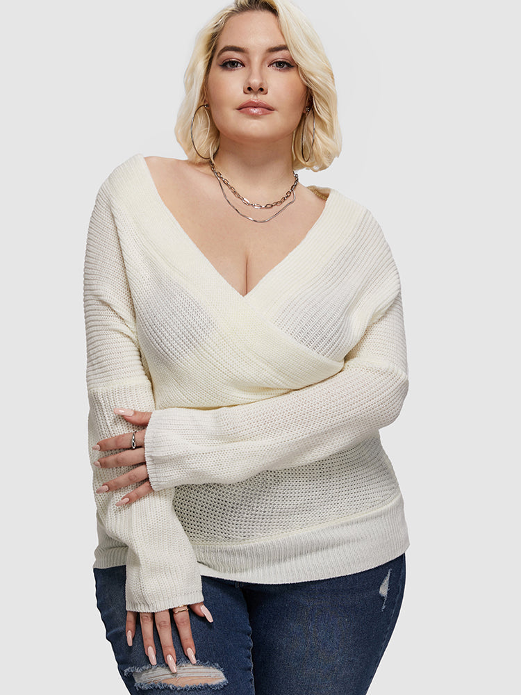 Surplice Wrap Solid Sweater