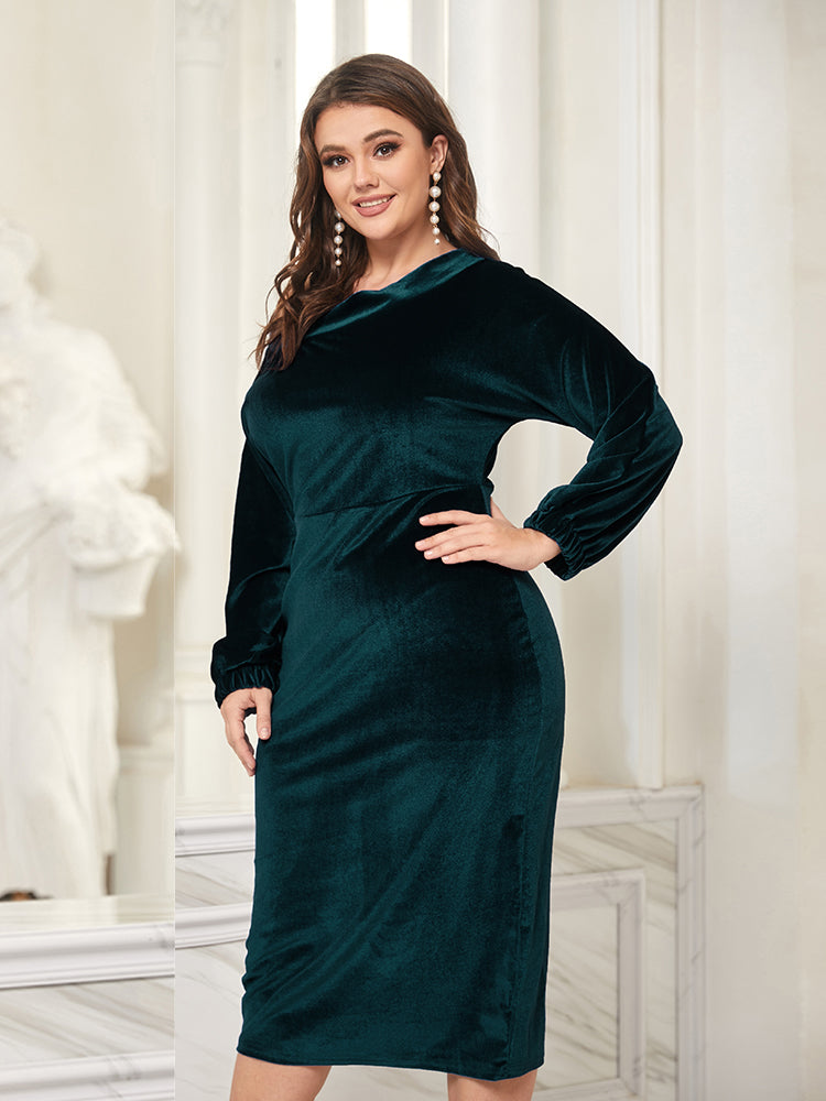 Bishop Sleeve One-shoulder Bodycon Dress