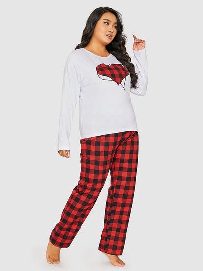 Heart Pattern Tartan Lounge Set