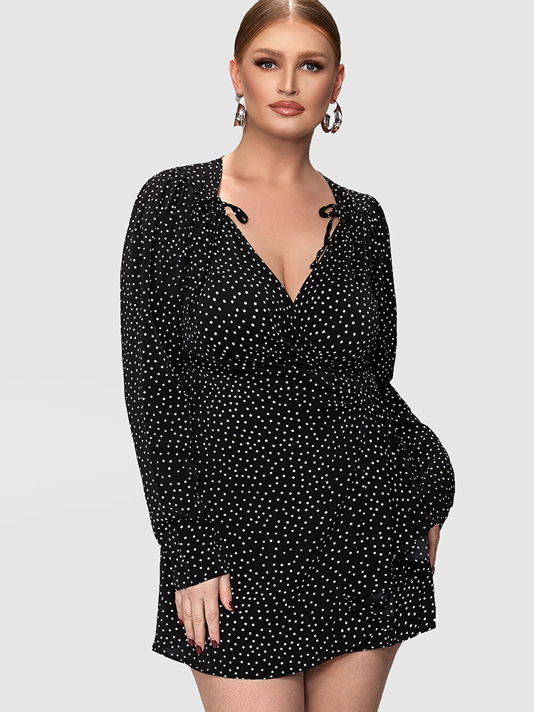 Polka Dot Drawstring Dress