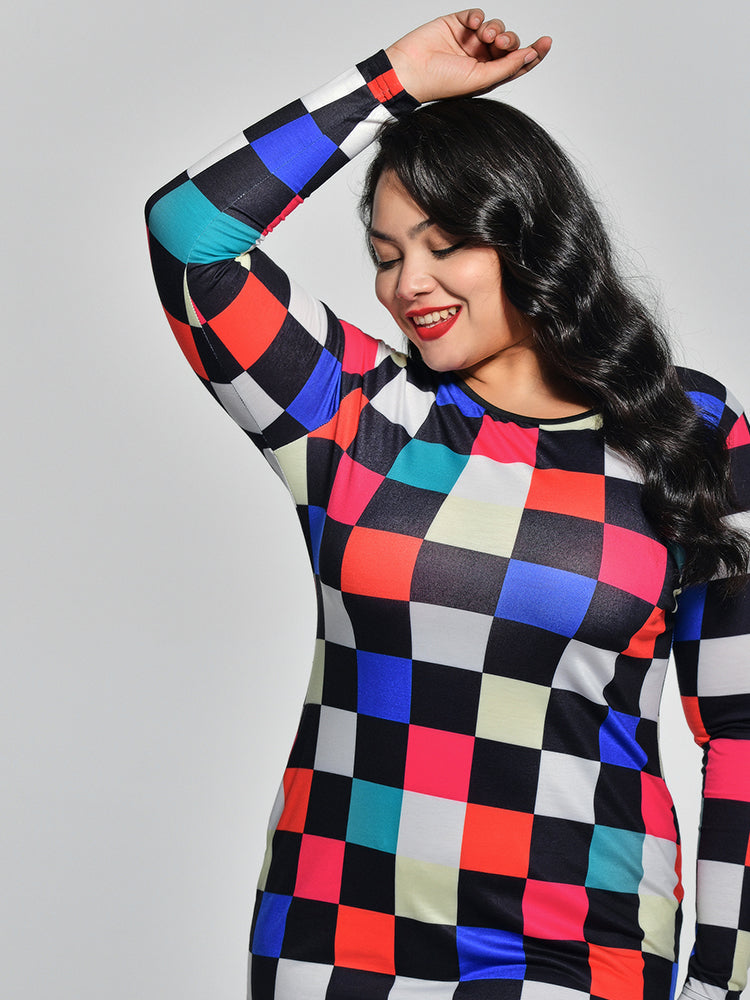 Checked Bodycon Dress