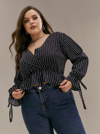 Knotted Surplice Neck Blouse