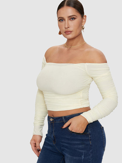Off Shoulder Side Ruched T-shirt