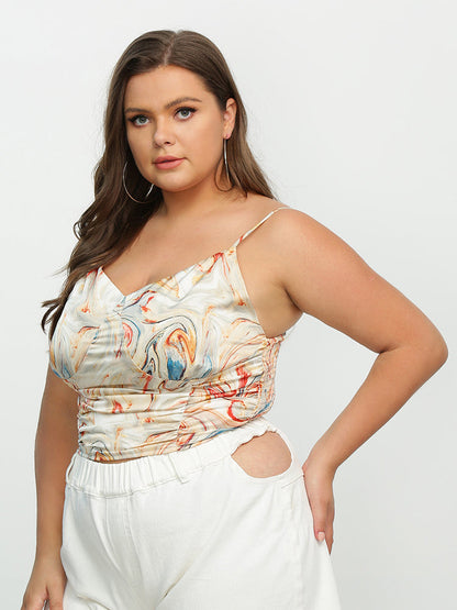 Tie Dye Twisted Painting Ruched Top