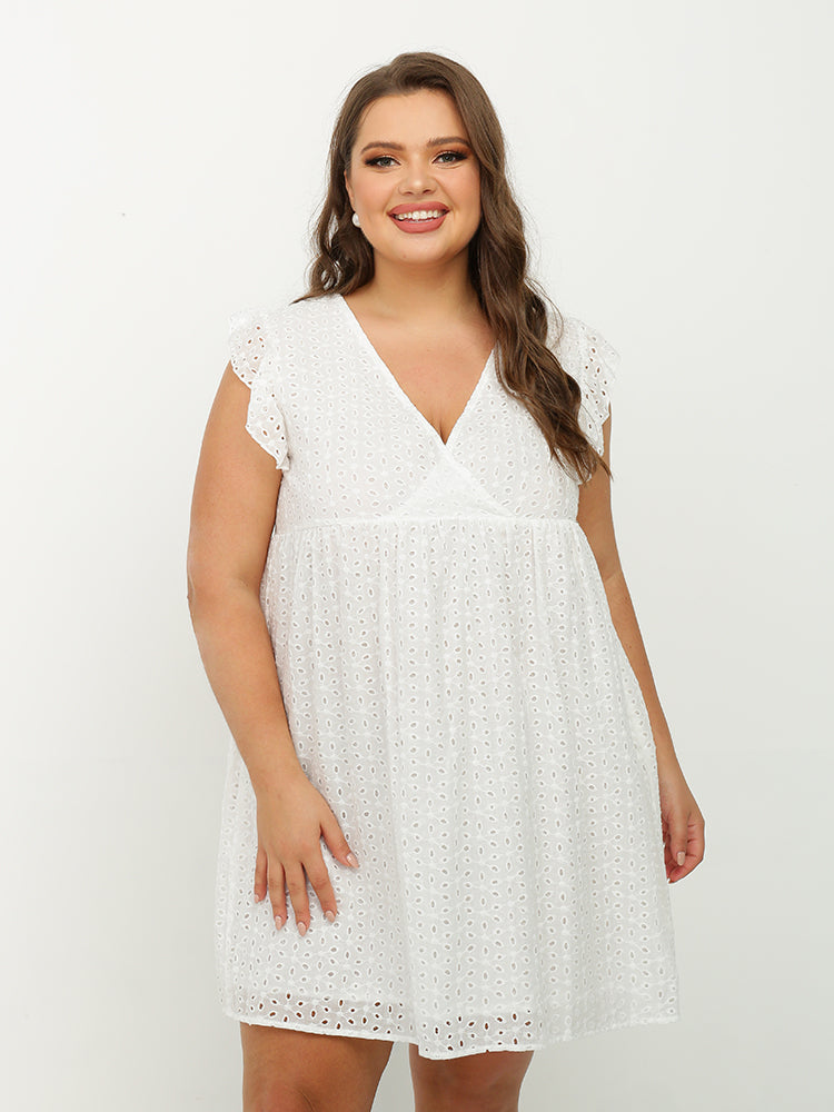 Lace Hollow Out V-neck Dress