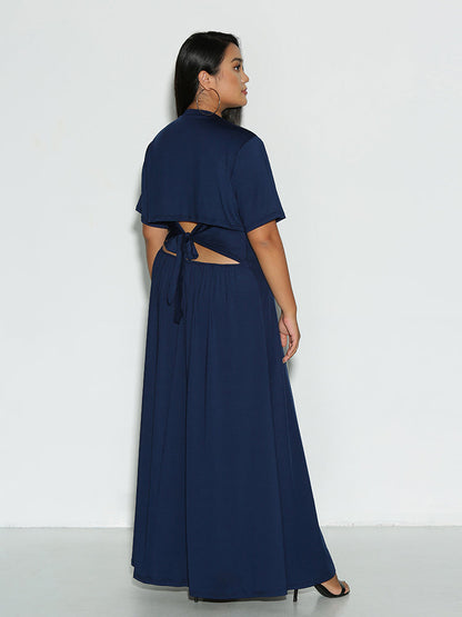 Back Bowknot Short Sleeve Dress