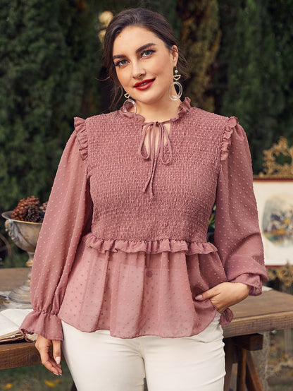 Chiffon Swiss Dot Babydoll Blouse