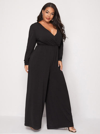 Plunging Neck Surplice Front Culotte Jumpsuit