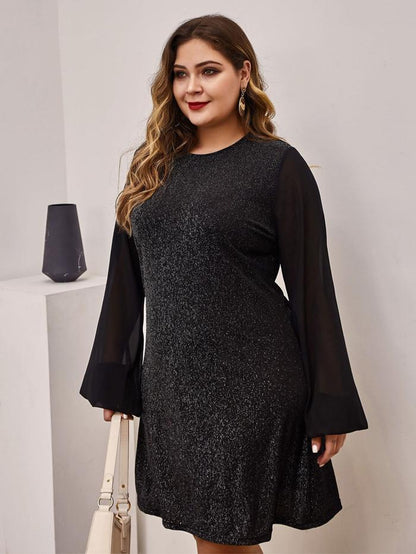 Bright Silk Chiffon Sleeve Dress