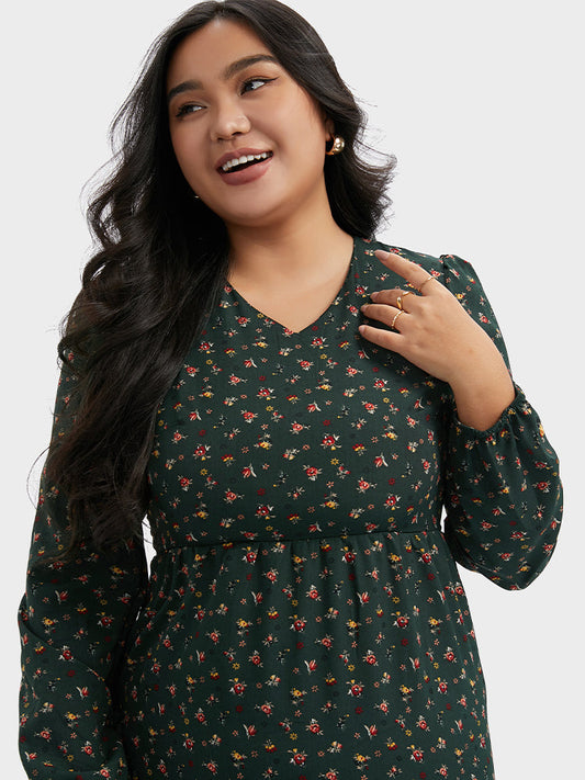 Floral V-Neck Ruffle Maxi Dress