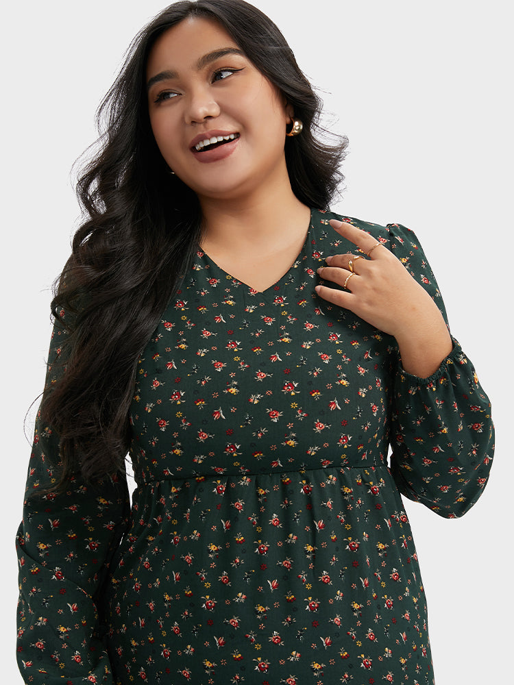 Floral V-Neck Ruffle Maxi Dress