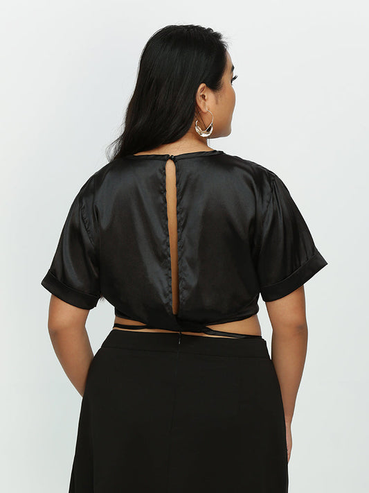 Back Cut Out Short Sleeve Blouse