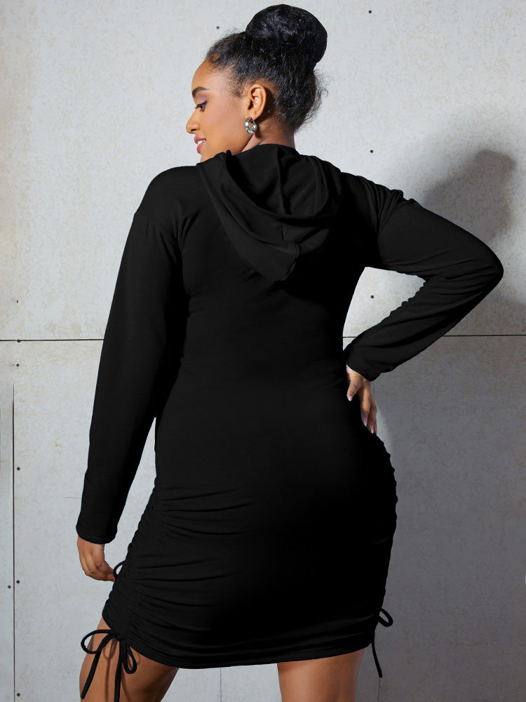 Drawstring Side Bodycon Sweatshirt Dress