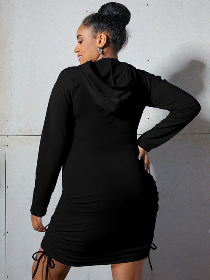 Drawstring Side Bodycon Sweatshirt Dress