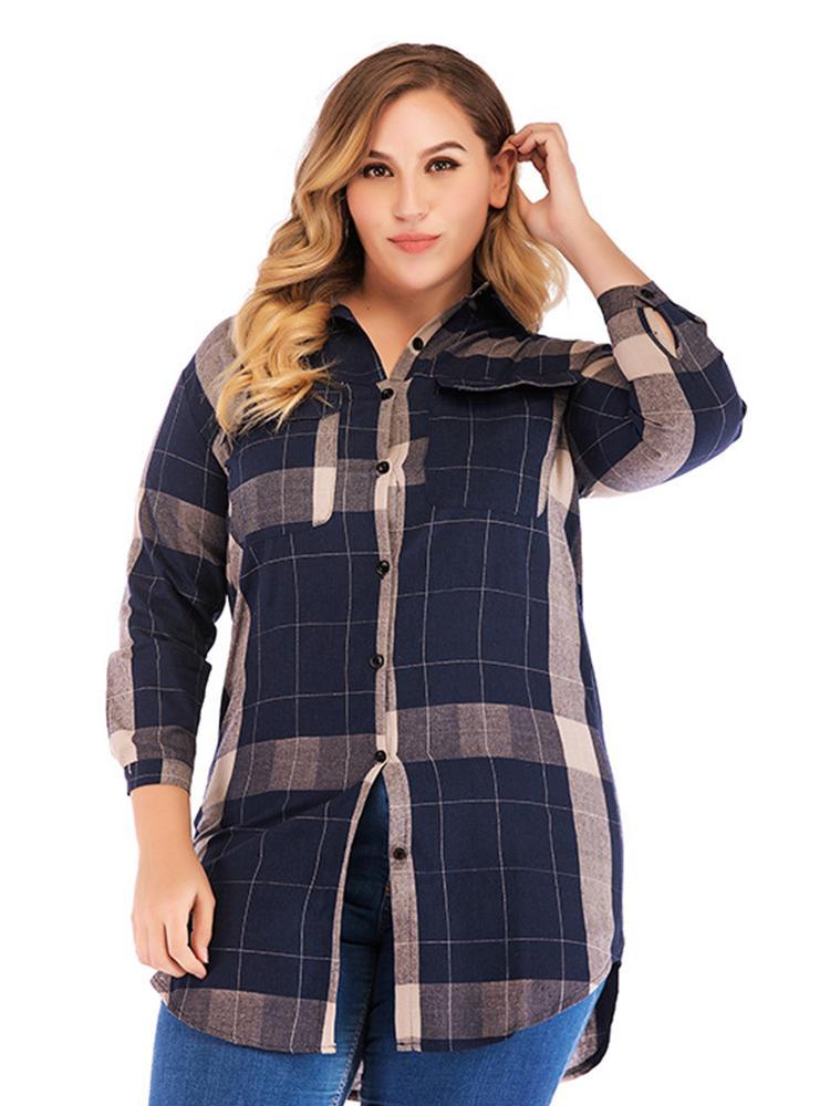 Classic Plaid Pocket Mid-length Shirt