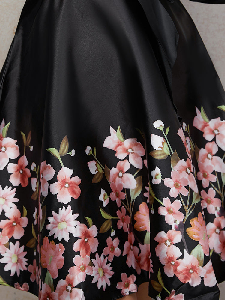 Floral Ribbon Knotted Dress