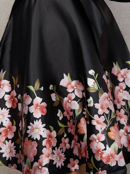 Floral Ribbon Knotted Dress