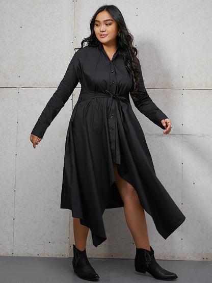 Ties Button Ruffled Shirt Dress