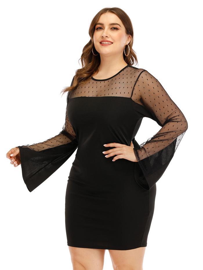 Mesh Patchwork Slim Fit Dress