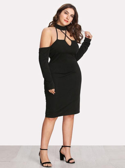 Hollow Out Slim Fit Sexy Halter Dress