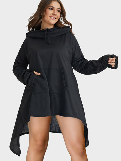 Asymmetrical Hooded Loose Sweatshirt