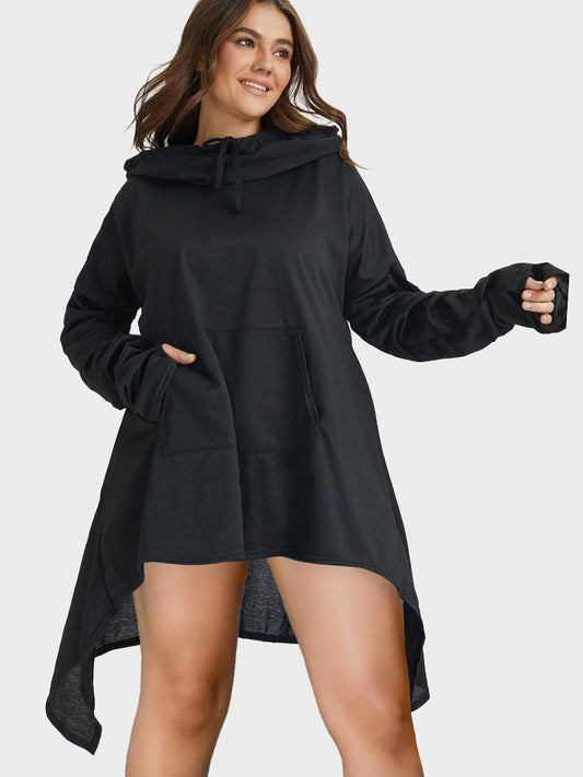 Asymmetrical Hooded Loose Sweatshirt