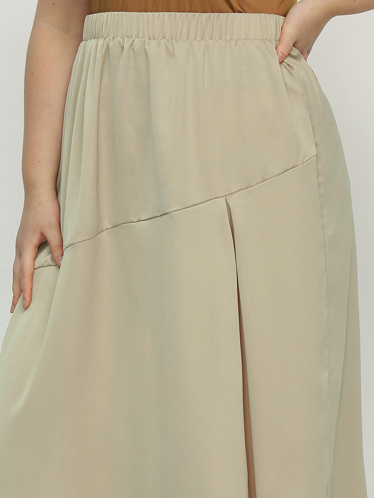 Irregular Hem Elastic Waist Skirt