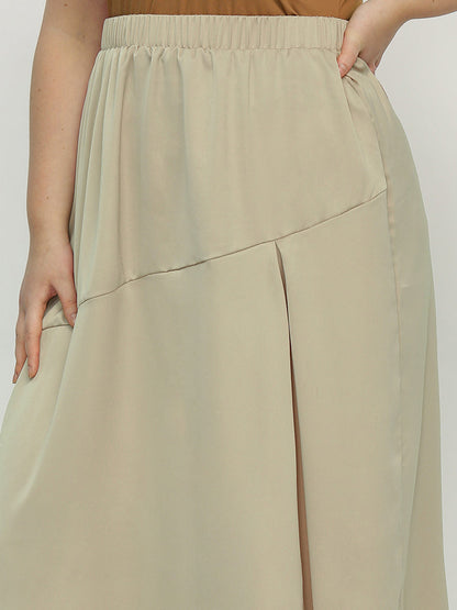 Irregular Hem Elastic Waist Skirt