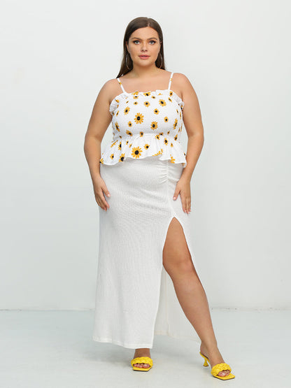 Daisy Shirred Frill Trim Crop Top