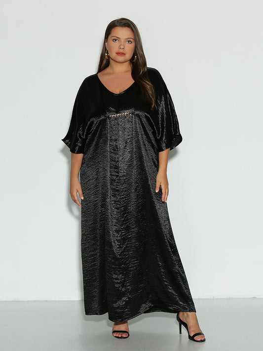 Satin Dolman Sleeve Dress