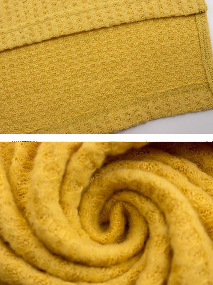 Turtleneck Waffle Solid Color Knit Top