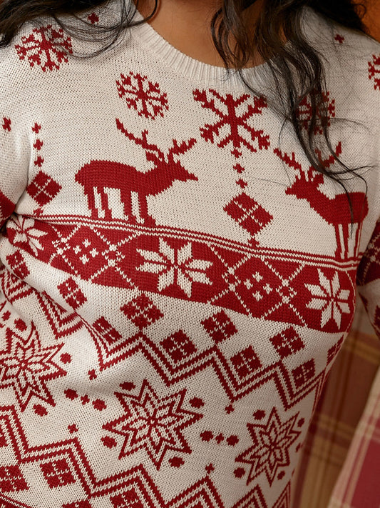 Christmas Elk Snow Printing Sweater